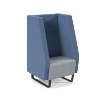 Encore² high back 1 seater sofa 600mm wide with black sled frame - late grey seat with range blue back and arms
