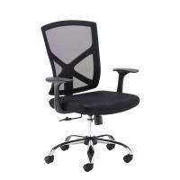Hale black mesh back operator chair with black fabric seat and chrome base