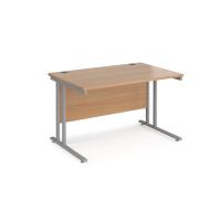 Maestro 25 straight desk 1200mm x 800mm - silver cantilever leg frame and beech top