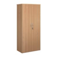 Universal double door cupboard 1790mm high with 4 shelves - beech