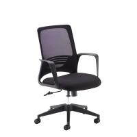 Toto black mesh back operator chair with black fabric seat and black base