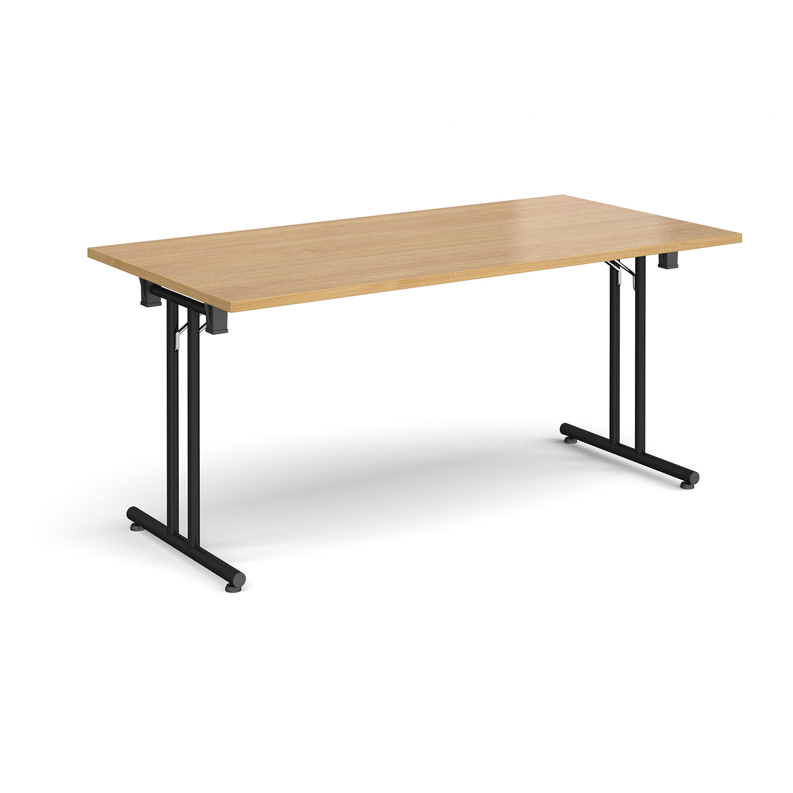 Rectangular Folding Leg Table With Black And Straight Foot Rails 1600mm X 800mm Oak Rectangular Folding Leg Table With Black And Straight Foot Rails 1600mm X 800mm Oak