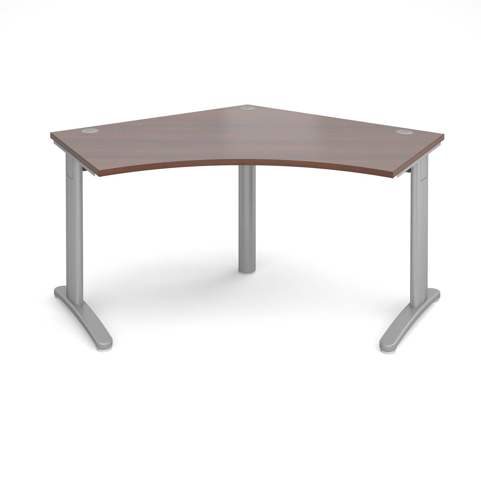 TR10 120 degree desk 1000mm x 1000mm x 600mm - silver frame and walnut top TR10 120 degree desk 1000mm x 1000mm x 600mm - silver frame and walnut top