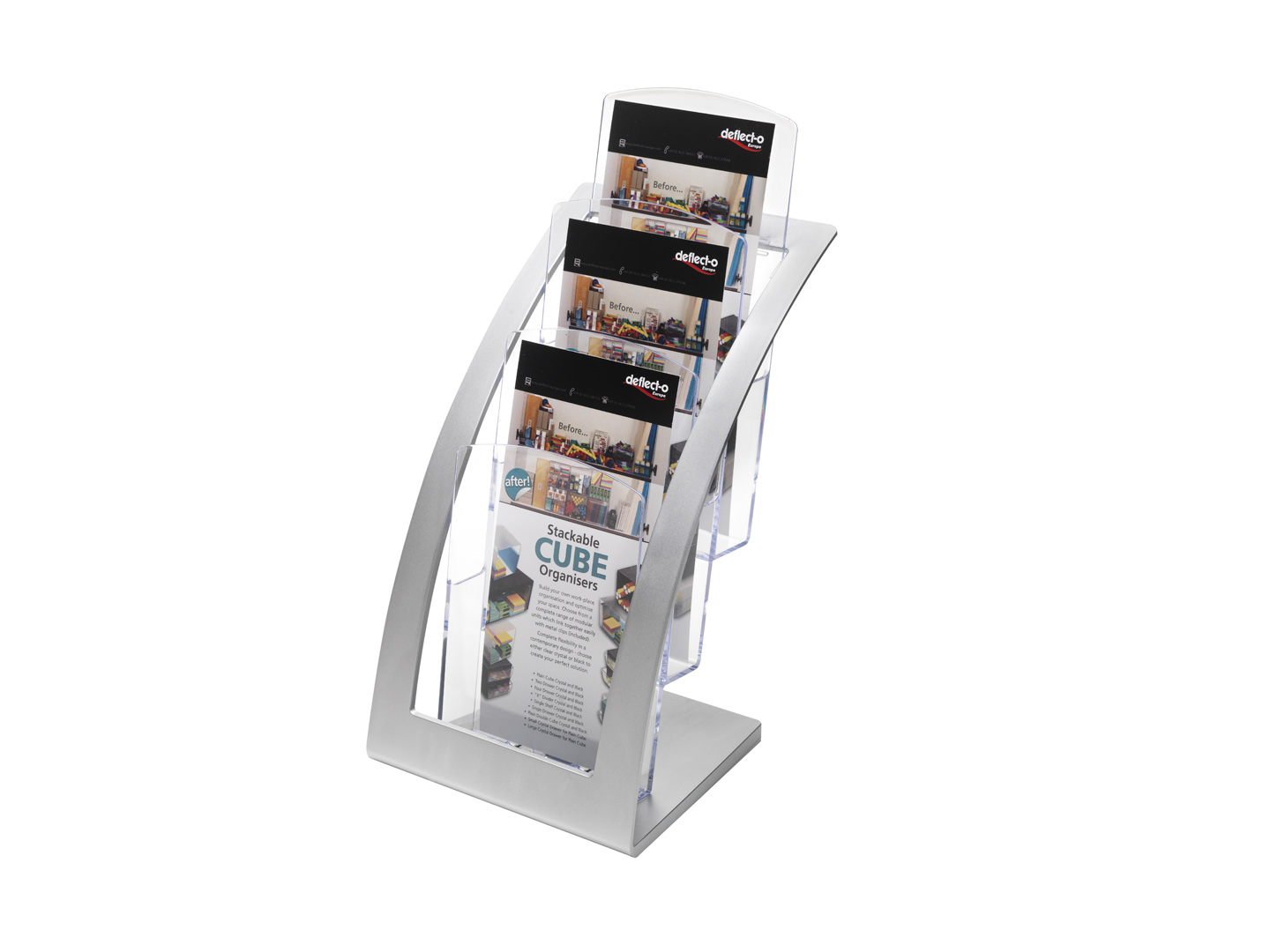 3 Tier Leaflet Literature Holder Silver