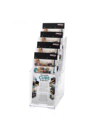 Deflecto 4 Tier 4 Pocket 1/3 A4 (DL Size) Portrait Free Standing or Wall Mounted Literature Display Holder Crystal Clear - 77701