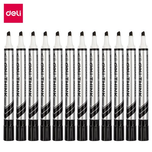 Deli Think Whiteboard Marker Chisel Tip Black Bx12 Deli Think Whiteboard Marker Chisel Tip Black Bx12