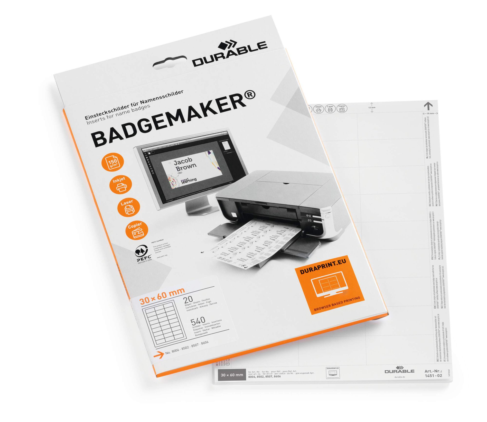 DURABLE BADGEMAKER INSERT 30X60MM (540)