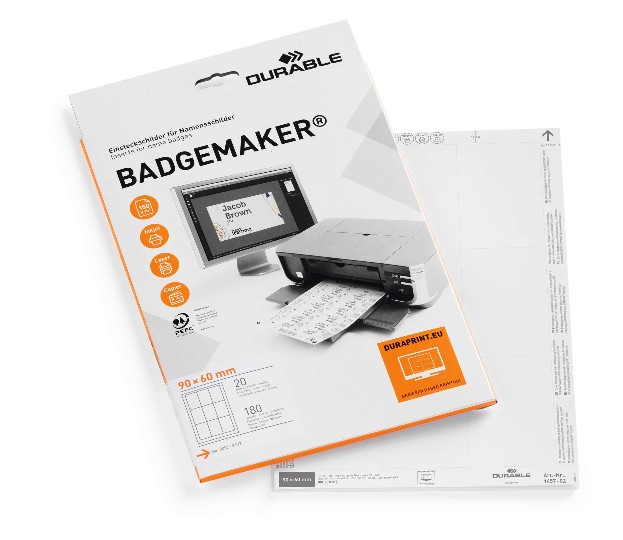 DURABLE BADGEMAKER INSERT 90X60MM (180)