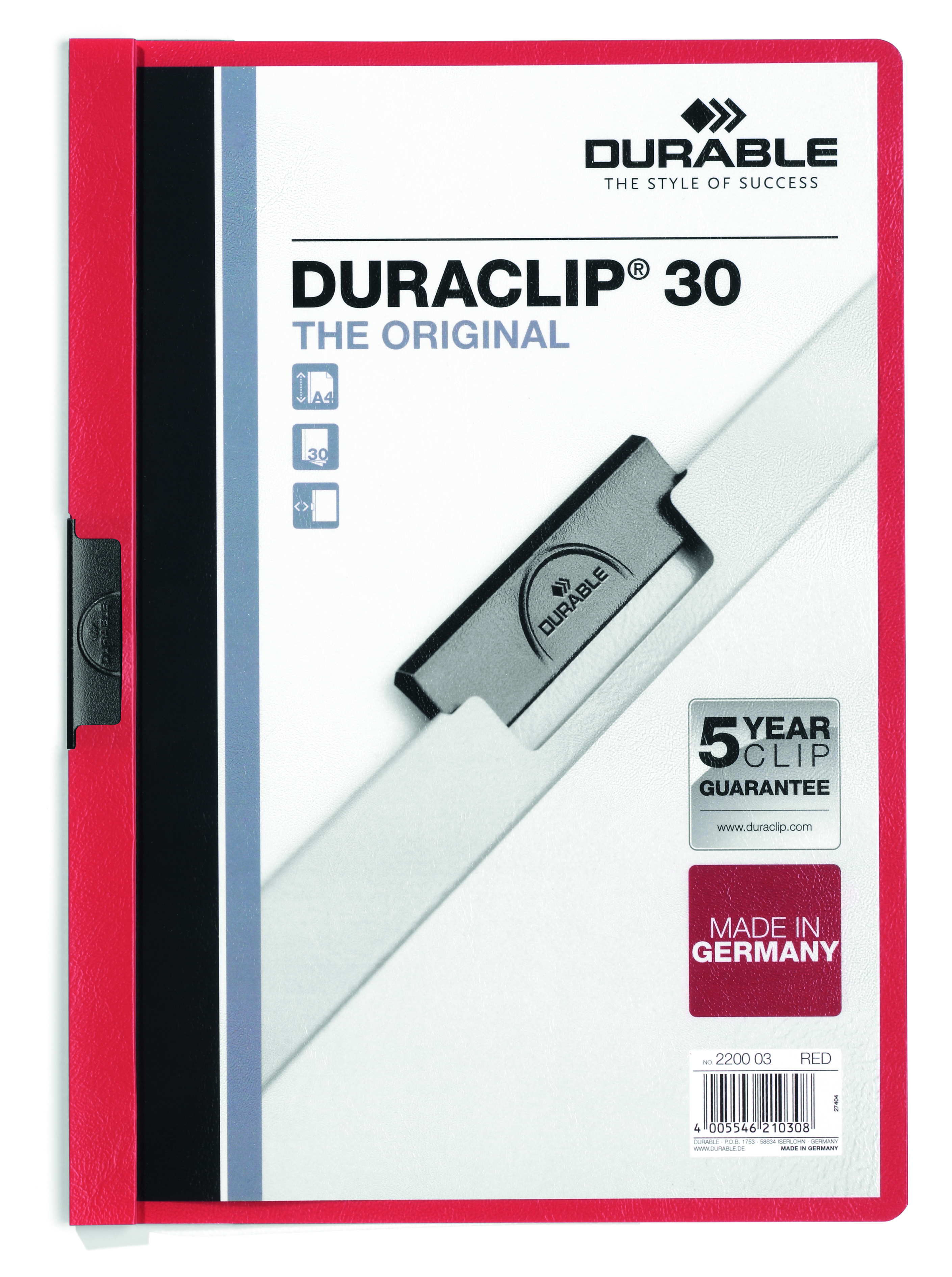 Duraclip 30 Report File 3mm A4 RD (PK25)