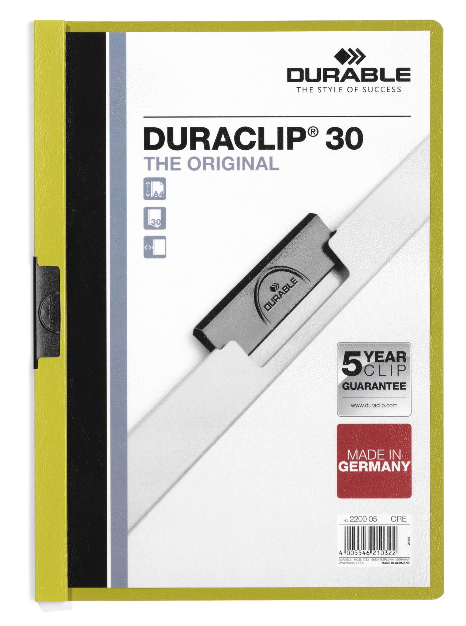 DURABLE DURACLIP 30 A4 FOLDER GREEN (25)