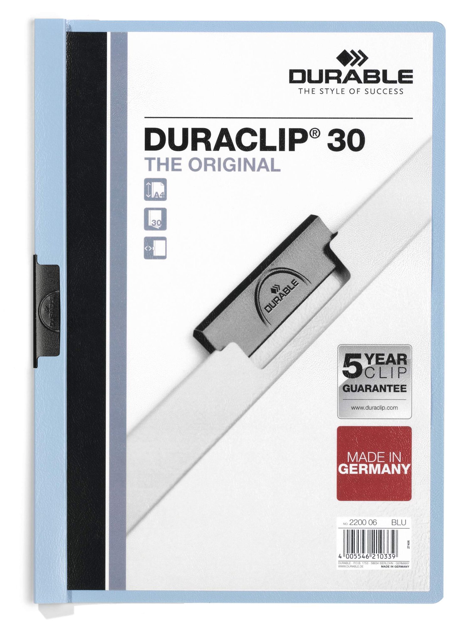 DURABLE DURACLIP 30 A4 FOLDER BLUE (25)