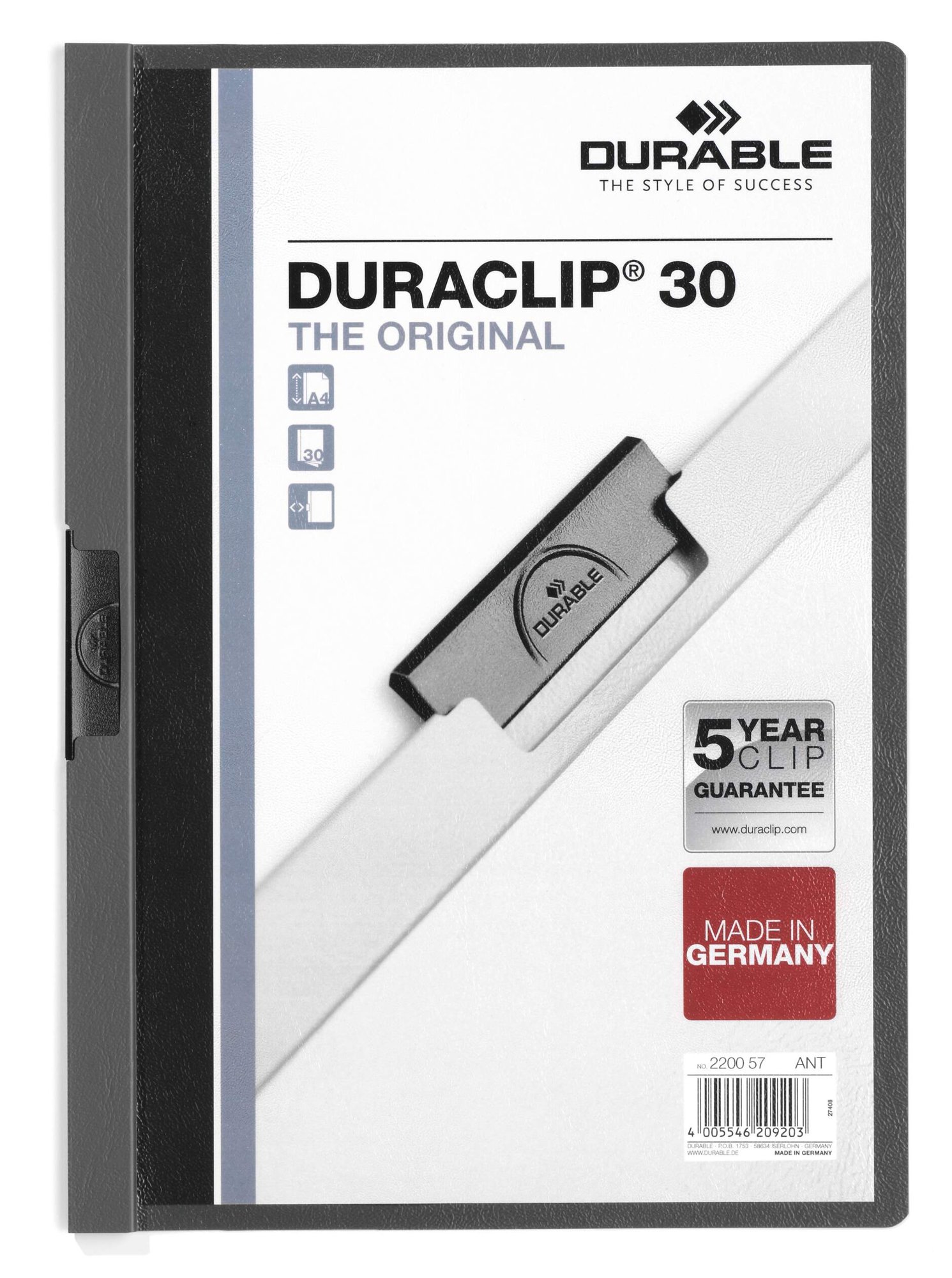 DURABLE DURACLIP 30 A4 FOLDER ANTHRACITE