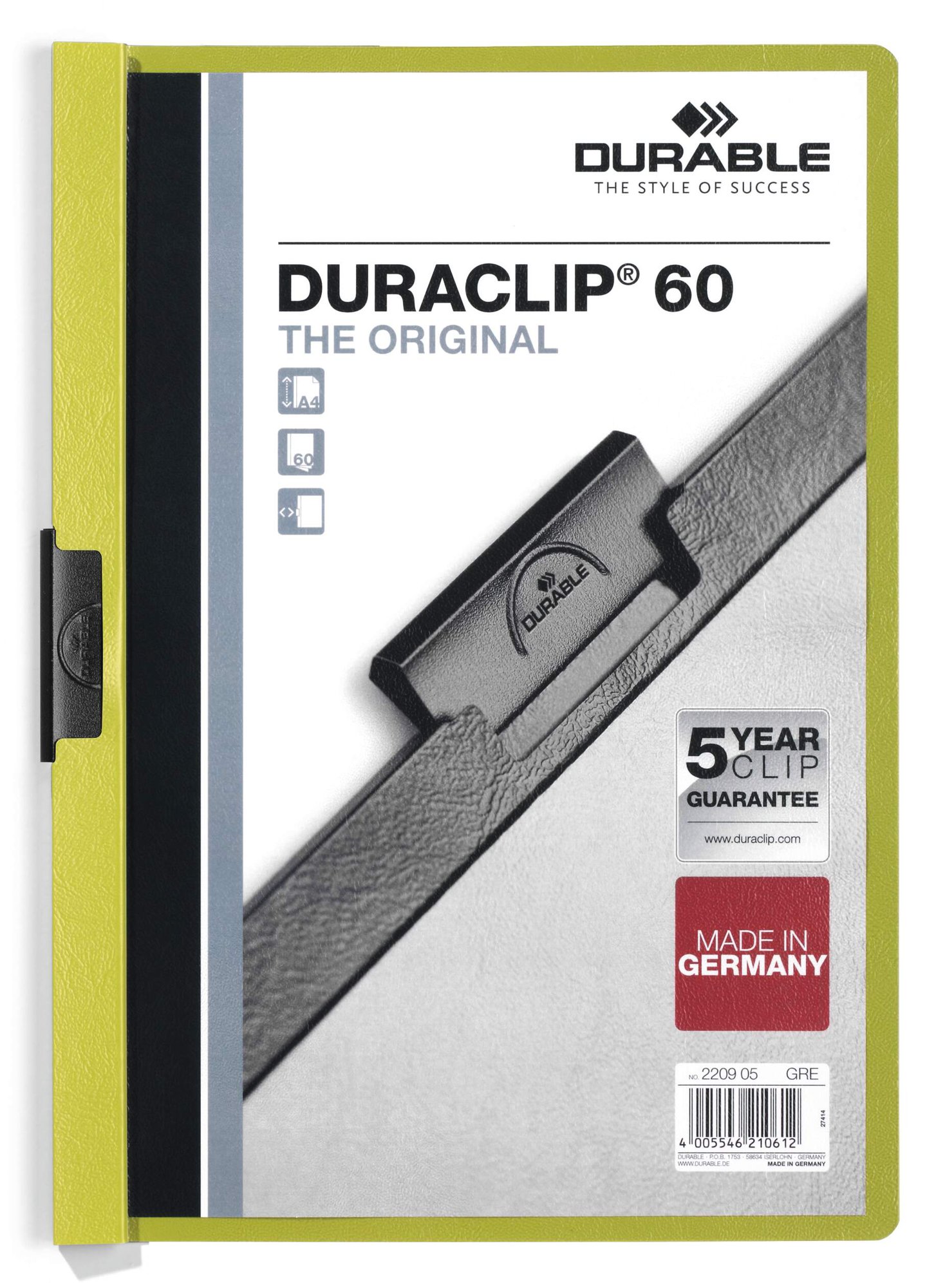 DURABLE DURACLIP 60 A4 FOLDER GREEN (25)