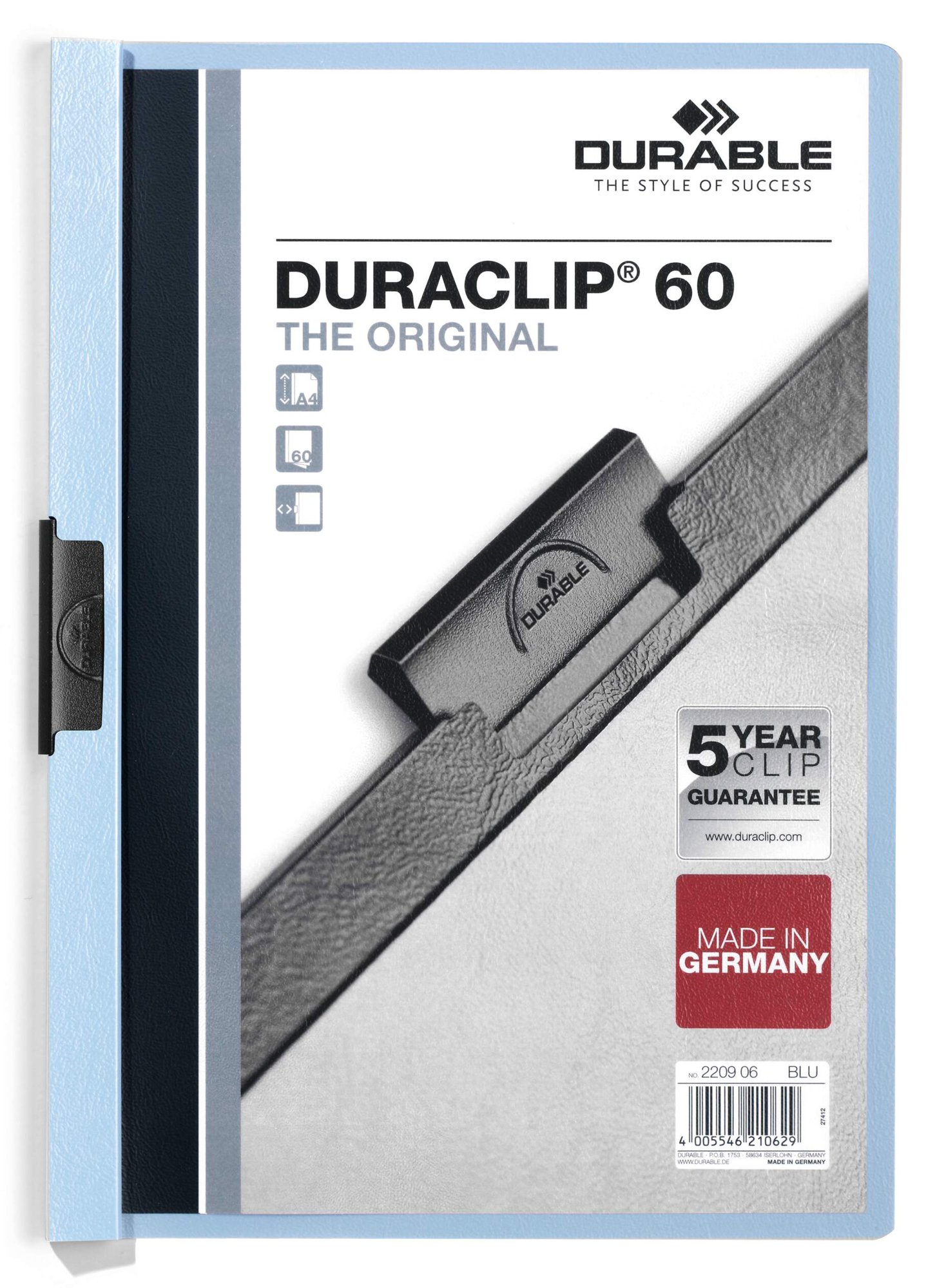 DURABLE DURACLIP 60 A4 FOLDER BLUE (25)