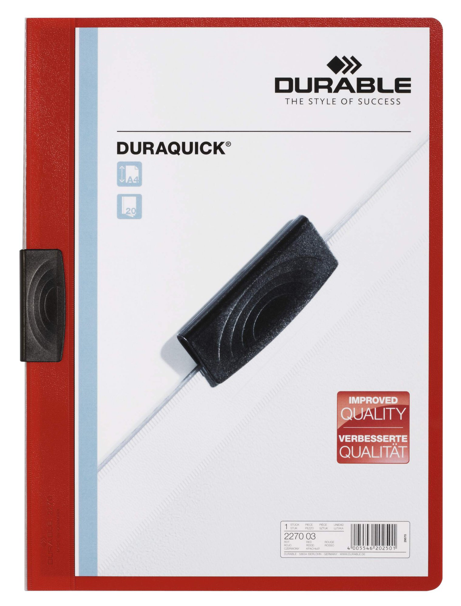 DURABLE DURAQUICK A4 FOLDER RED (20)