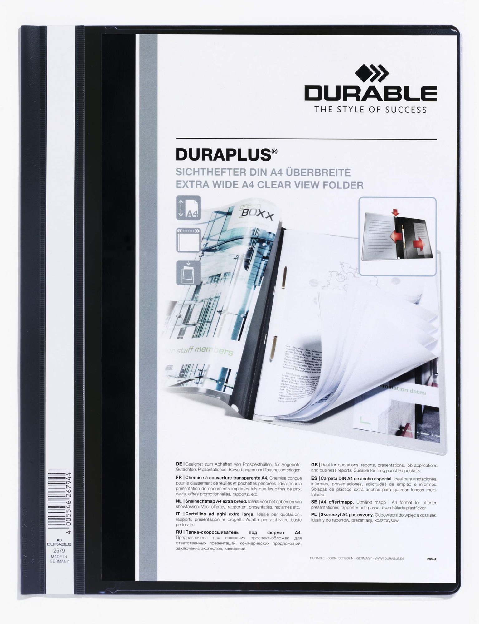 DURABLE DURAPLUS A4+ FOLDER BLACK (25)