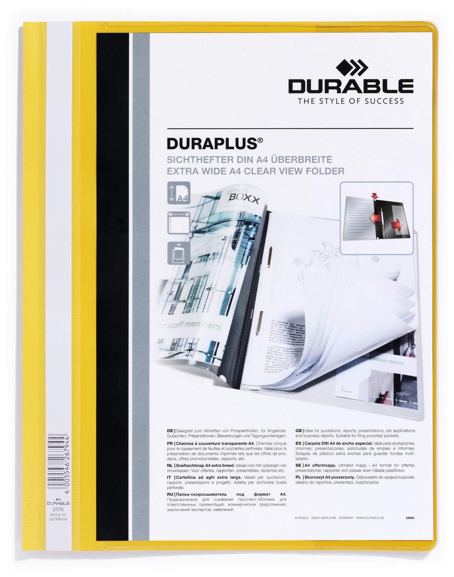 DURABLE DURAPLUS A4+ FOLDER YELLOW (25)