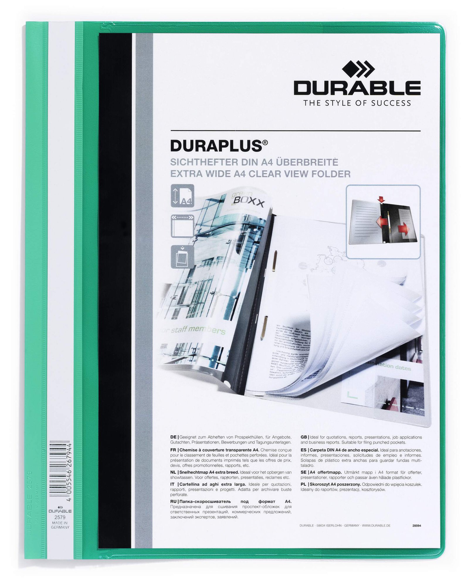 DURABLE DURAPLUS A4+ FOLDER GREEN (25)