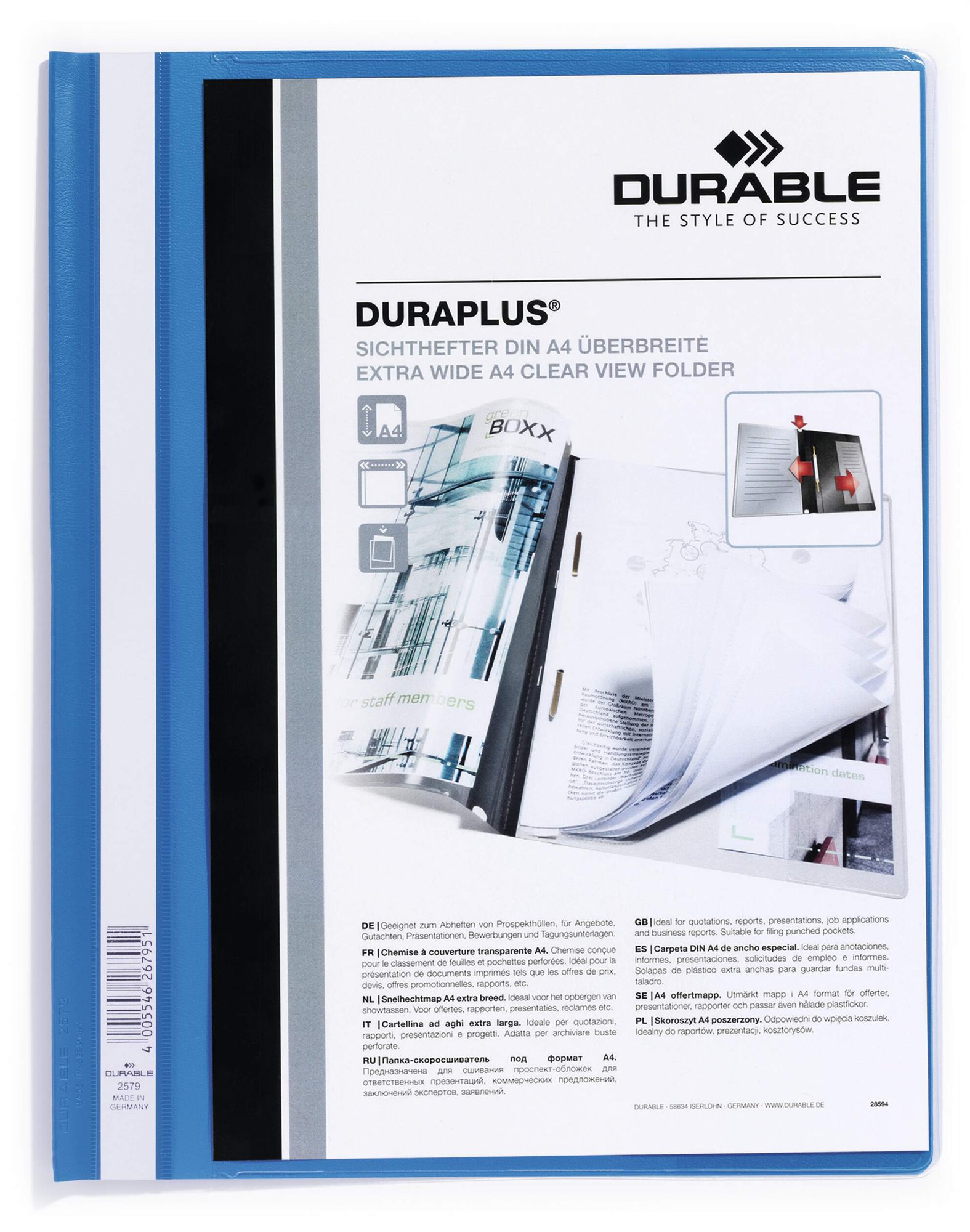 DURABLE DURAPLUS A4+ FOLDER BLUE (25)