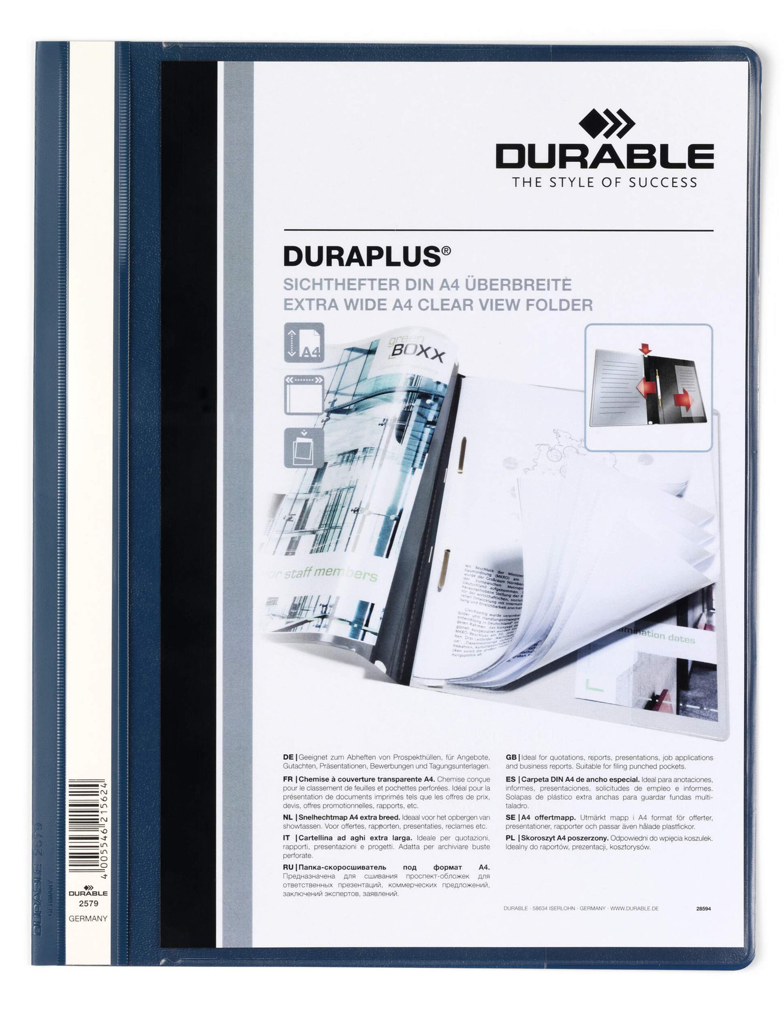 DURABLE DURAPLUS A4+ FOLDER DARK BLUE (2