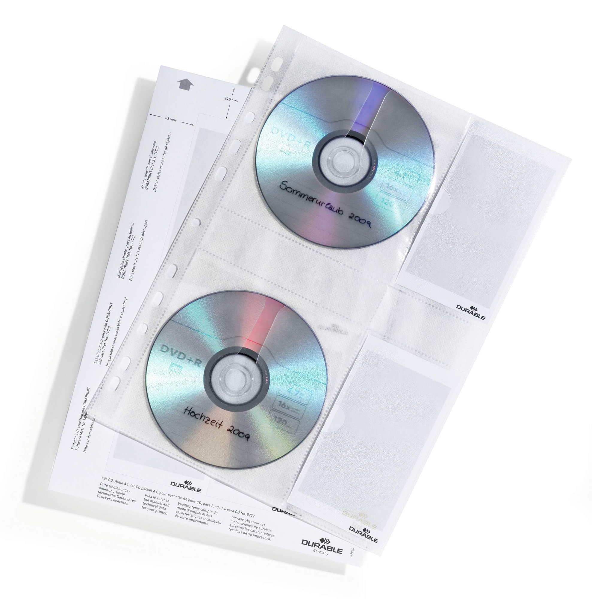 DURABLE CD/DVD PUNCHED POCKETS M (5)