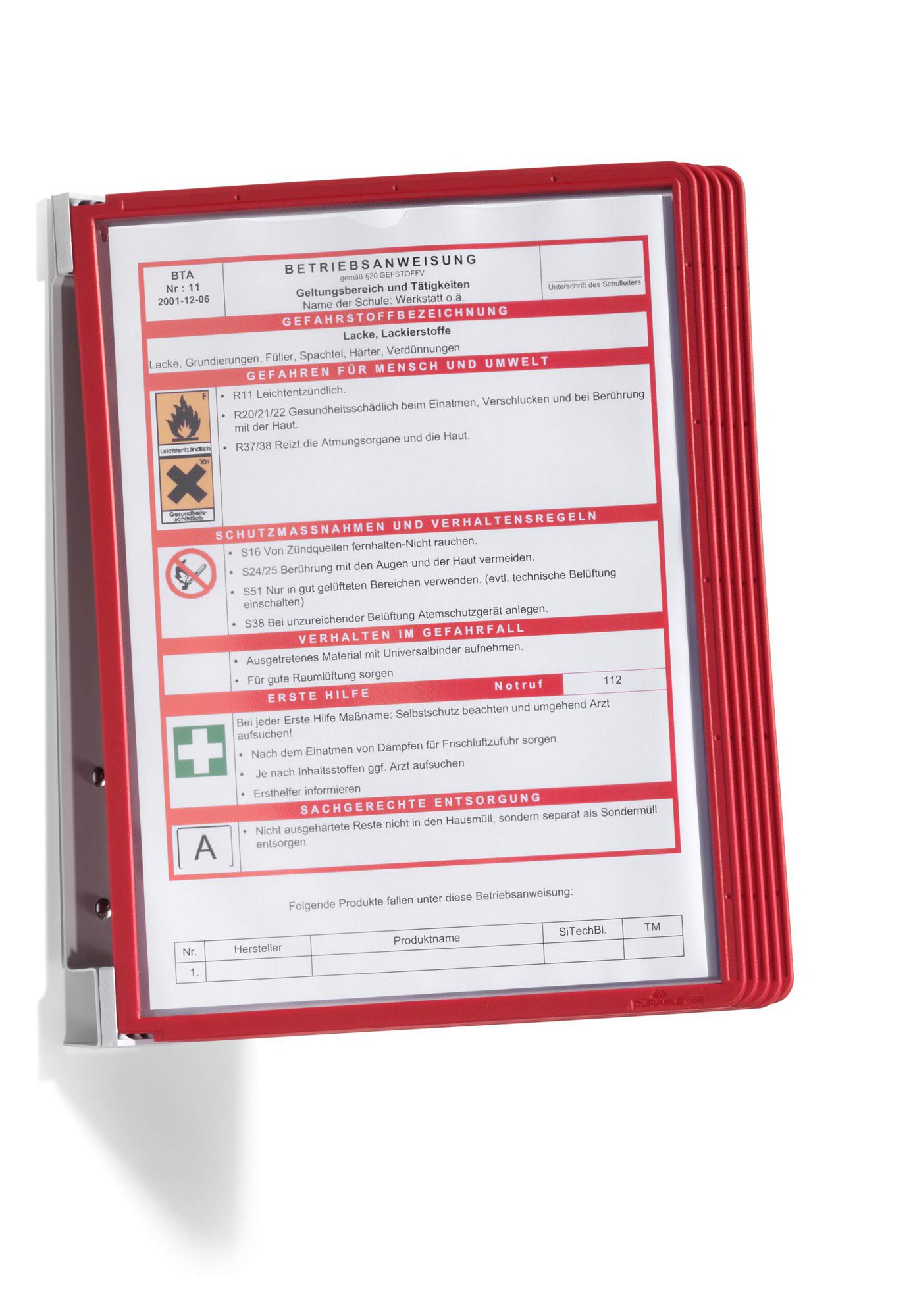 DURABLE VARIO WALL 5 A4 RED