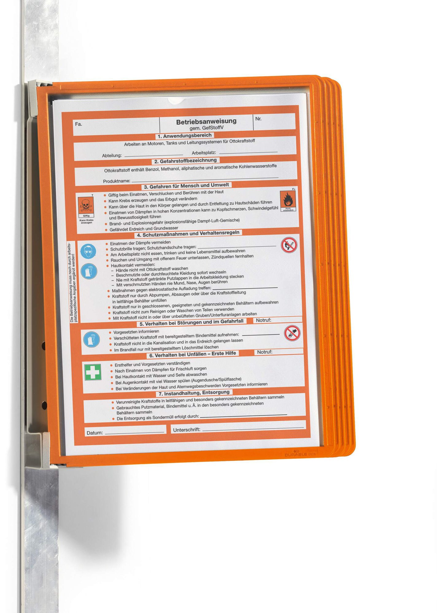 DURABLE VARIO MAGNET WALL 5 A4 ORANGE