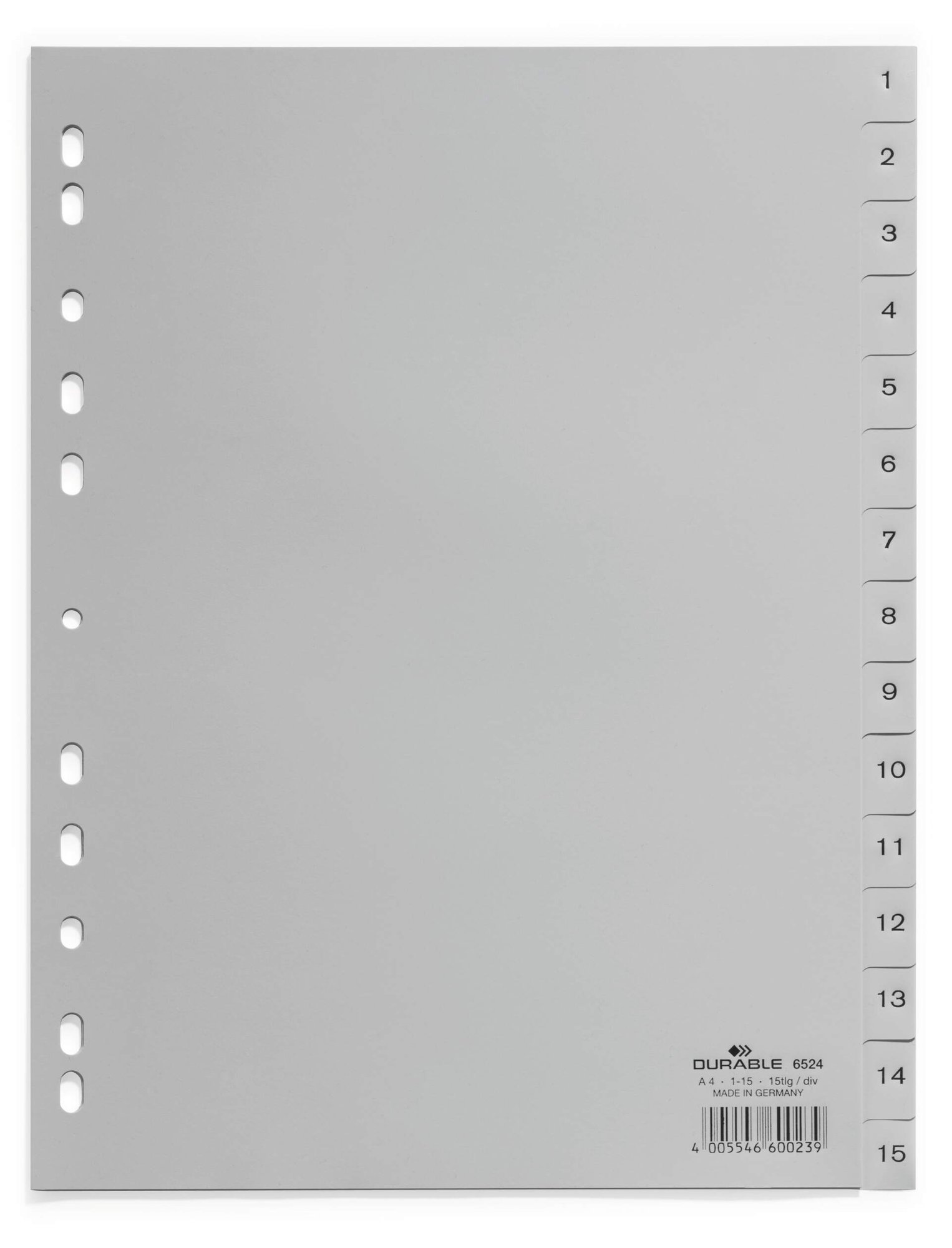 DURABLE 15 PART NUMBERED INDEX DIVIDER