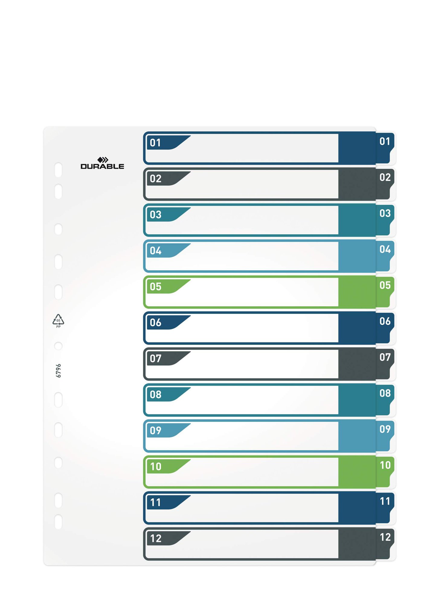 DURABLE 12 PART NUMBERED INDEX DIVIDER