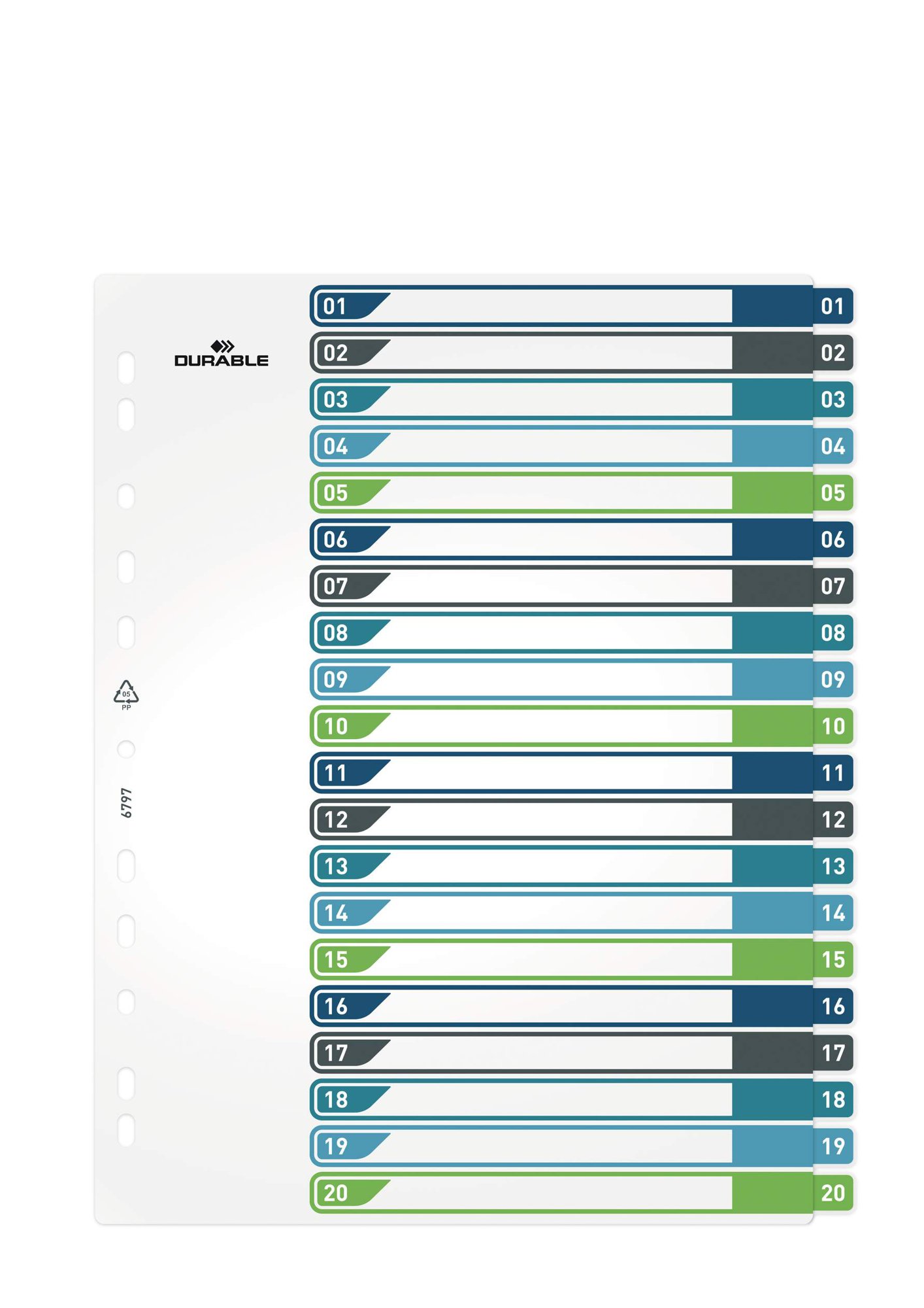 DURABLE 20 PART NUMBERED INDEX DIVIDER