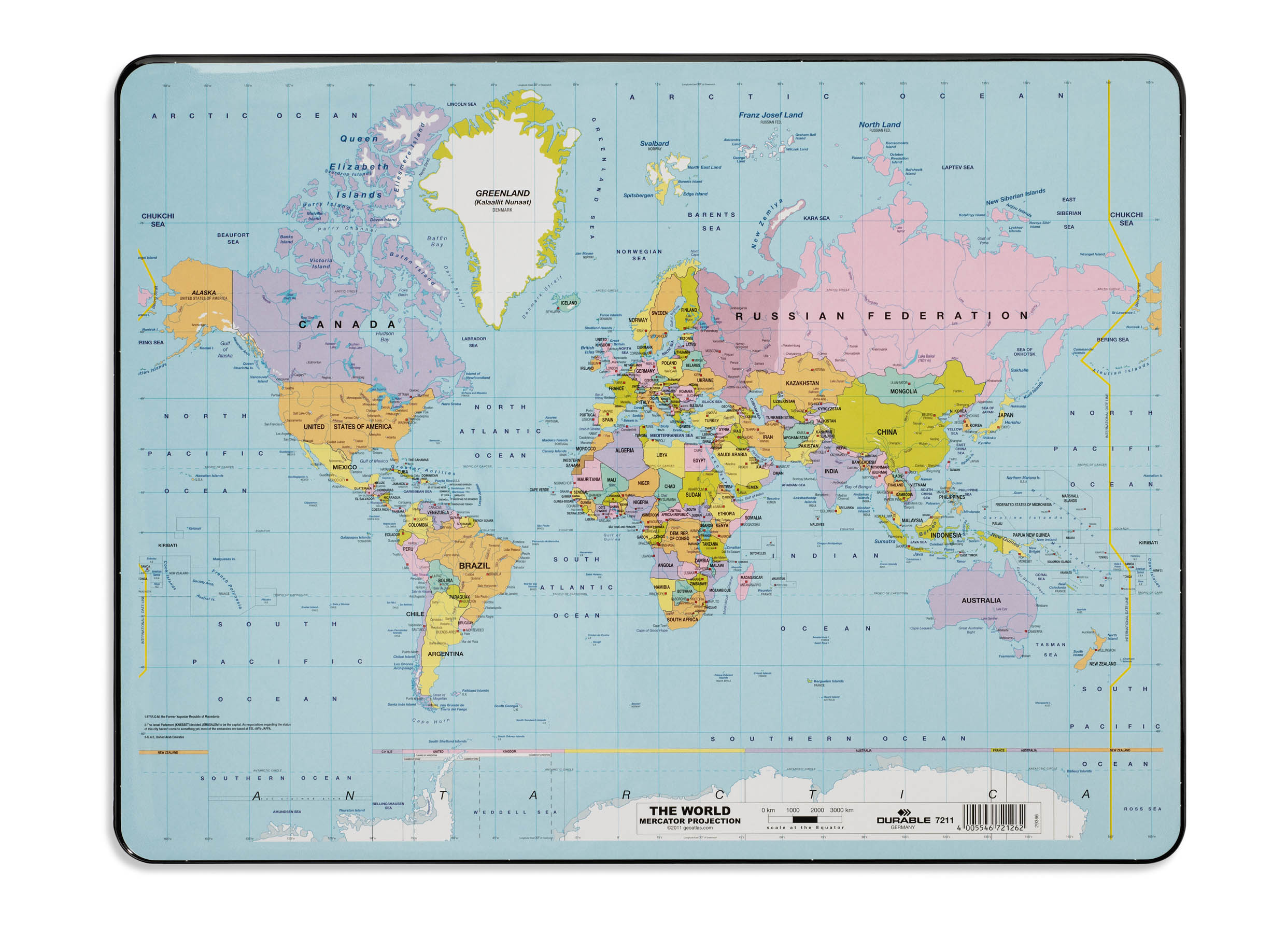 Durable Desk Mat World Map 400x530mm 7211 Durable Desk Mat World Map 400x530mm 7211