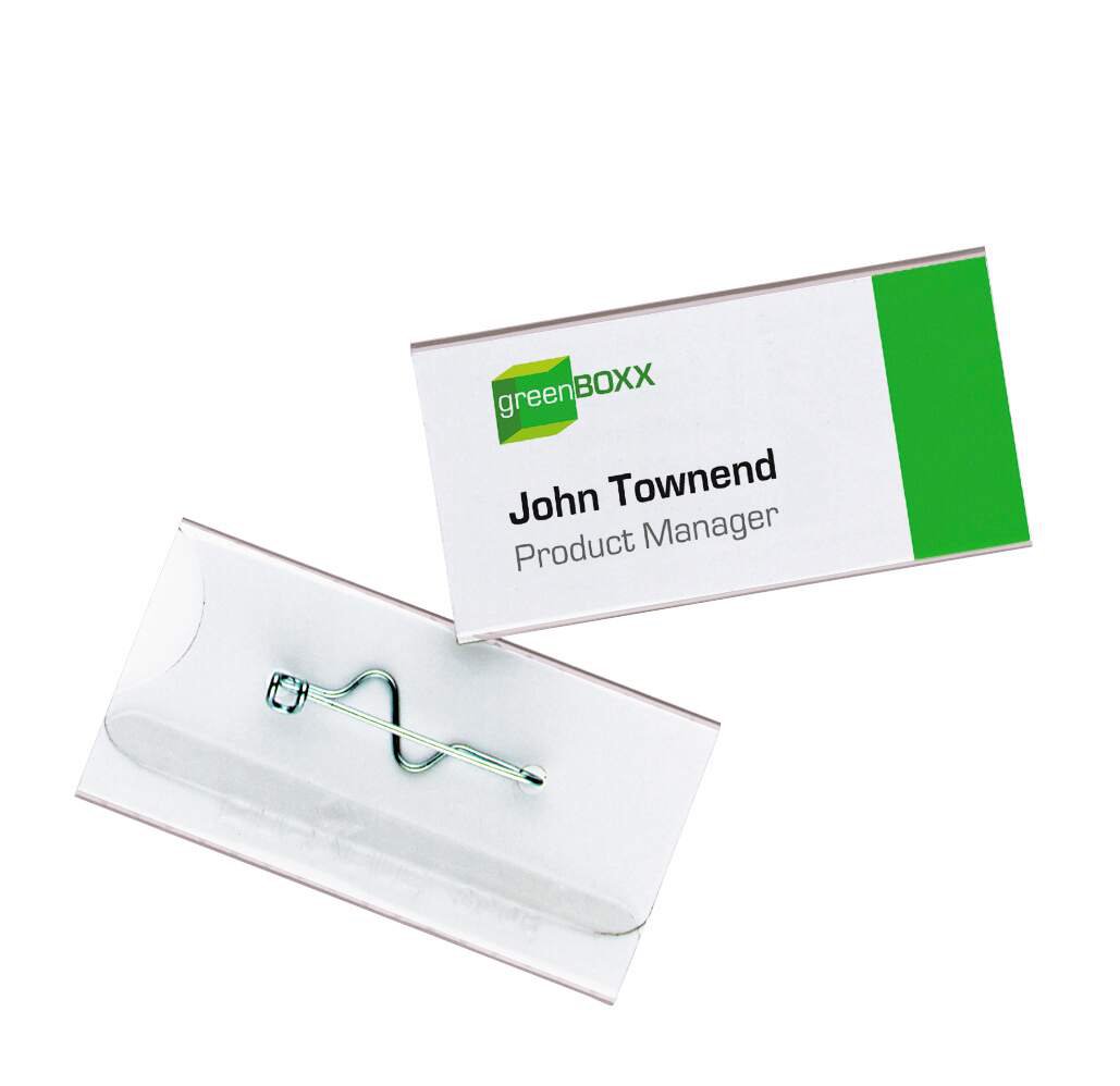 DURABLE PIN NAME BADGE 30X60MM (100)