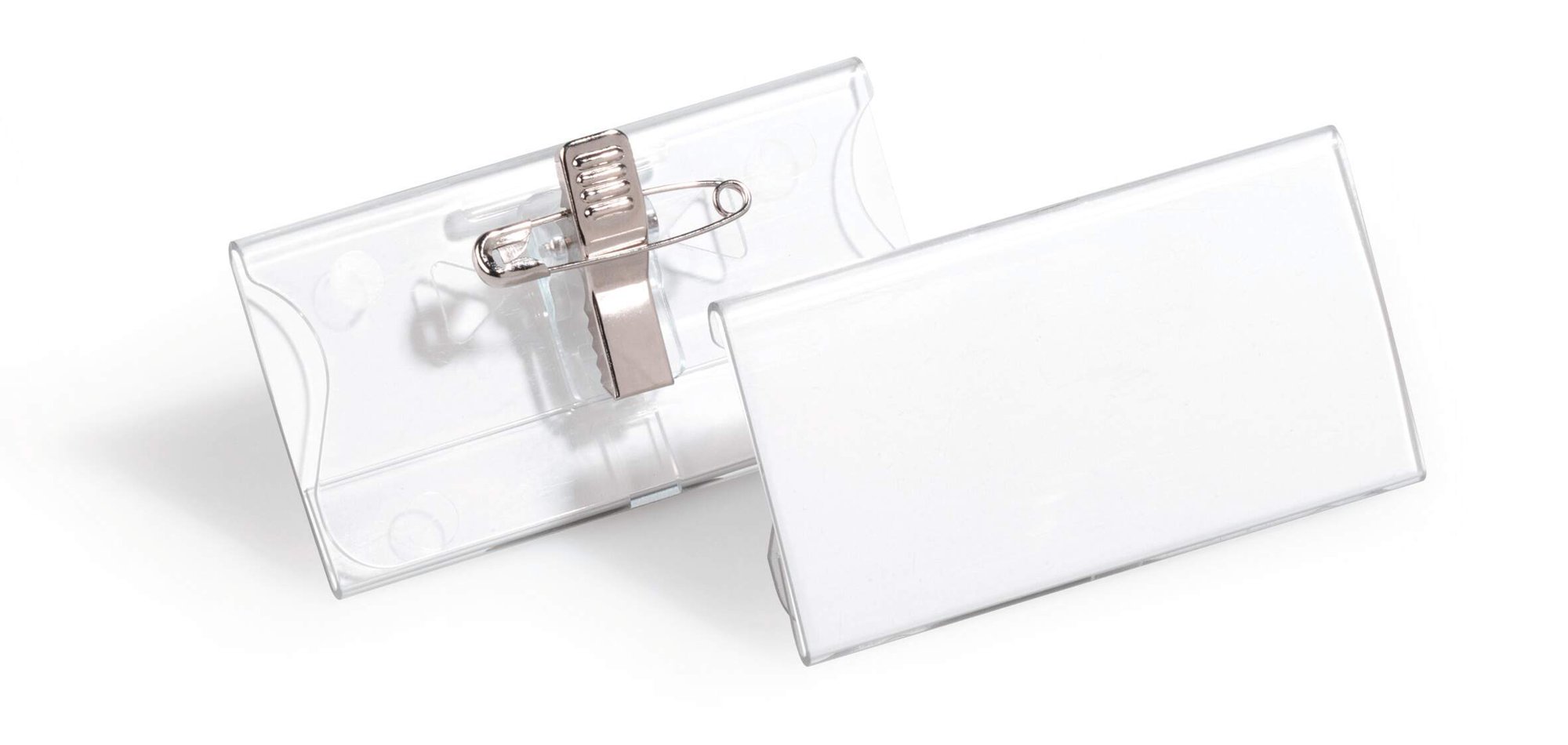 DURABLE ACRYLIC COMBI CLIP BADGE 40X76MM
