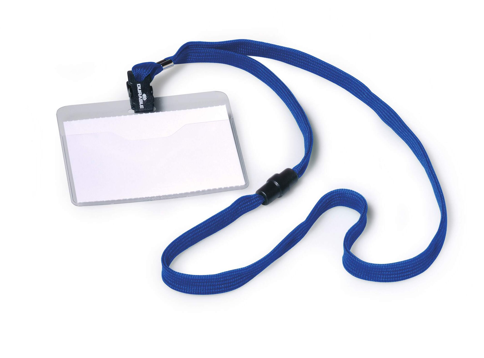 DURABLE LANYARD NAME BADGE 60X90MM BLUE