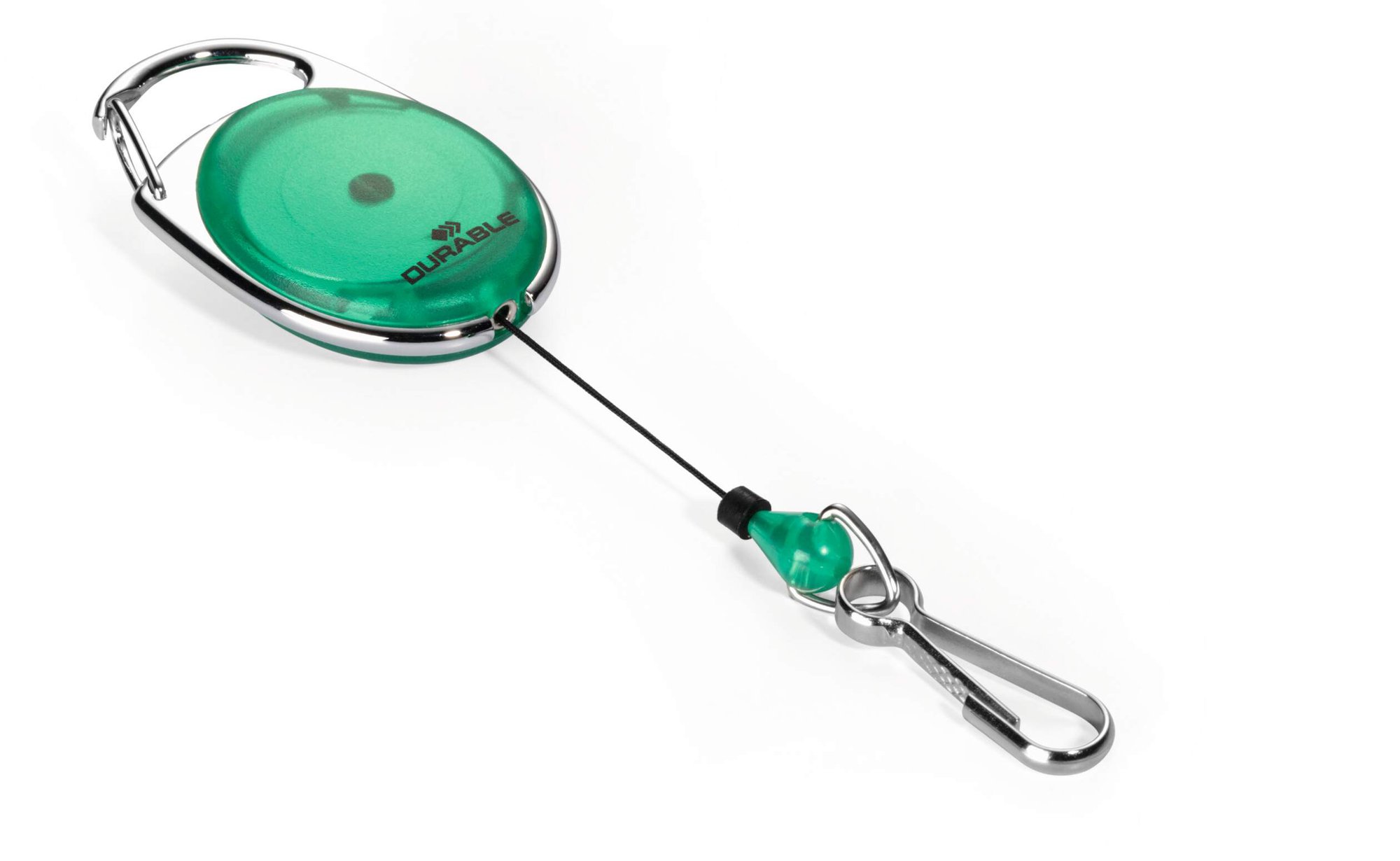 DURABLE STYLE SNAP HOOK BADGE REEL GREEN