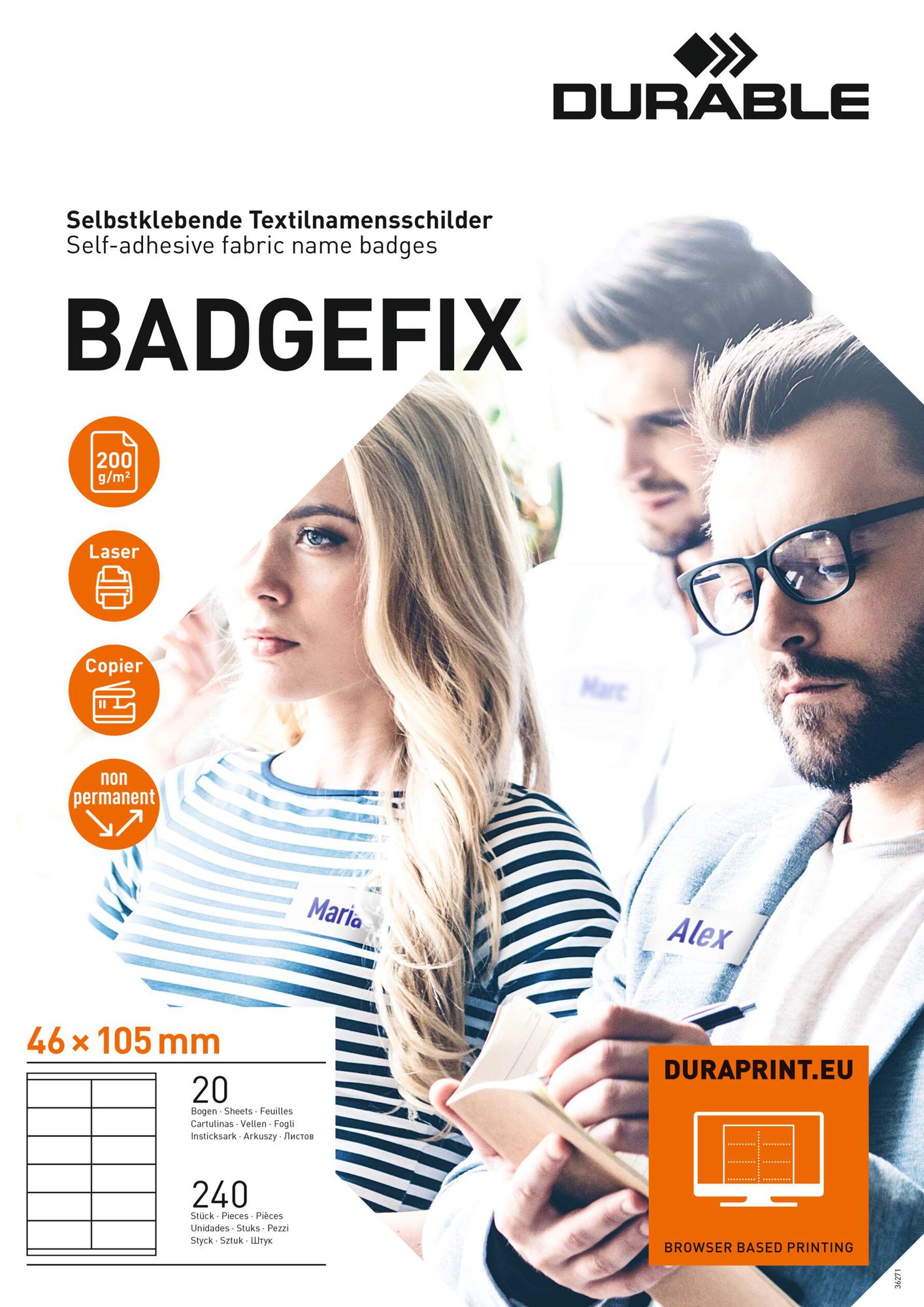 DURABLE BADGEFIX SELF-ADHESIVE 46X105MM