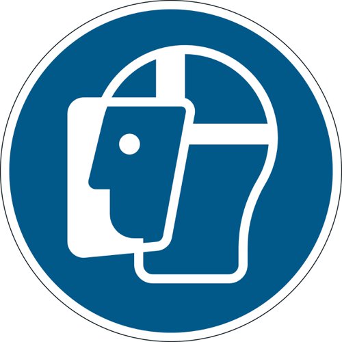 Durable Adhesive ISO 'Use Face Visor' Sign Safety Floor Sticker - 43cm Durable Adhesive ISO 'Use Face Visor' Sign Safety Floor Sticker - 43cm