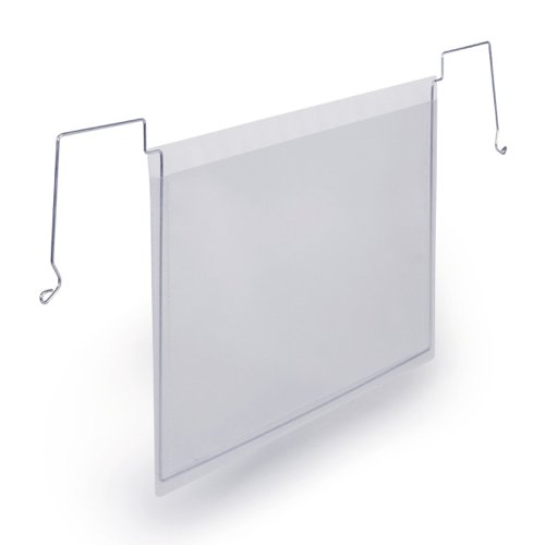 Durable Wire Hanging Document Pocket - Ticket Holder - 50 Pack - A5 Clear Durable Wire Hanging Document Pocket - Ticket Holder - 50 Pack - A5 Clear