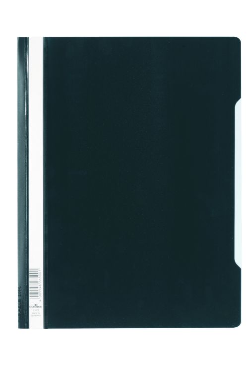 Durable Clear View Folder Plastic with Index Strip Extra Wide A4 Black Ref 257001 [Pack 50]