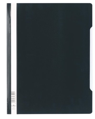 Durable Clear View Folder Plastic with Index Strip Extra Wide A4 Black Ref 257001 [Pack 50]