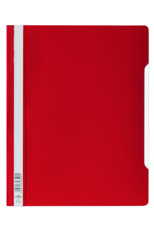 Durable+Clear+View+Folder+Plastic+with+Index+Strip+Extra+Wide+A4+Red+Ref+257003+%5BPack+50%5D