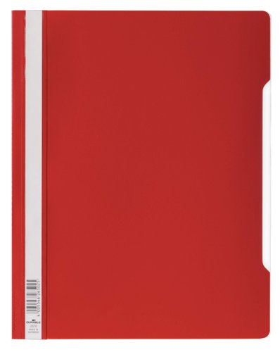 Durable Clear View Folder Plastic with Index Strip Extra Wide A4 Red Ref 257003 [Pack 50]