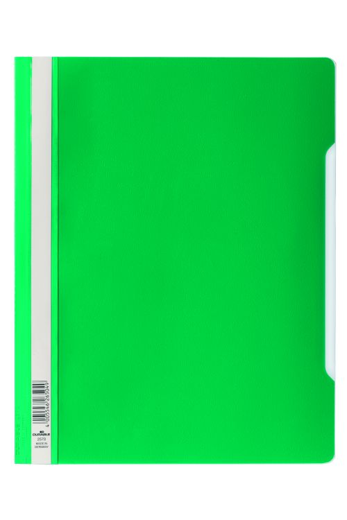 Durable+Clear+View+Folder+Plastic+with+Index+Strip+Extra+Wide+A4+Green+Ref+257005+%5BPack+50%5D