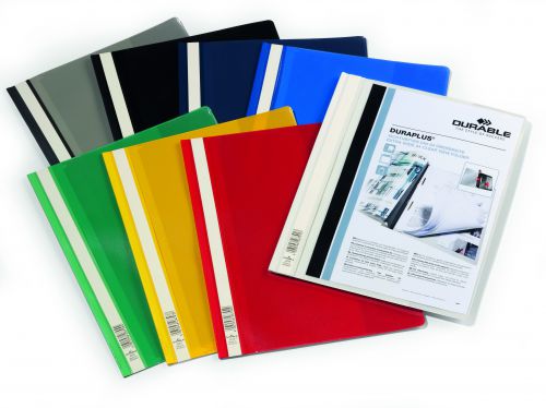 Durable+DURAPLUS+Presentation+Folder+Transparent+Cover+%26+Inside+Pocket+for+Documents+Extra+Wide+Format++A4+Assorted+Colours+%28Pack+25%29+-+257900