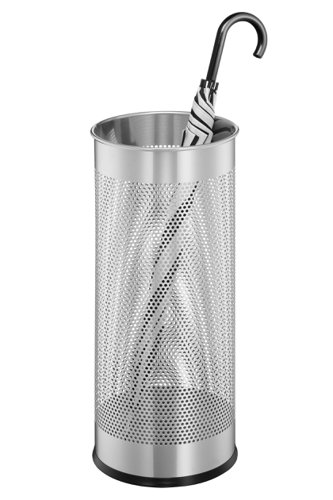 Durable Umbrella Stand Tubular Steel Perforated 28.5 Litre Capacity 280x635mm Silver Ref 3350/23