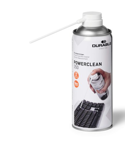 Durable Powerclean 350 Air Duster Non-flammable Compressed Gas with Spray Tube 350ml Ref 582919