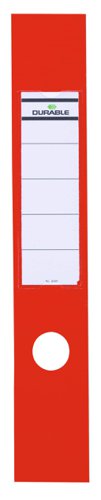 Durable Ordofix Spine Labels 390x60mm Self-adhesive PVC for Lever Arch File Red Ref 8090/03 [Pack 10]