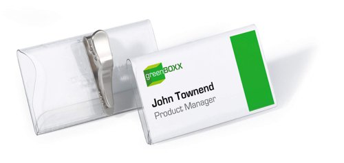 Durable Name Badges with Crocodile Clip 40x75mm Ref 8110 [Pack 25]