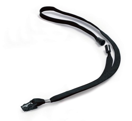 Durable Textile Name Badge Lanyards 10x440mm with Safety Closure Black Ref 811901 [Pack 10]