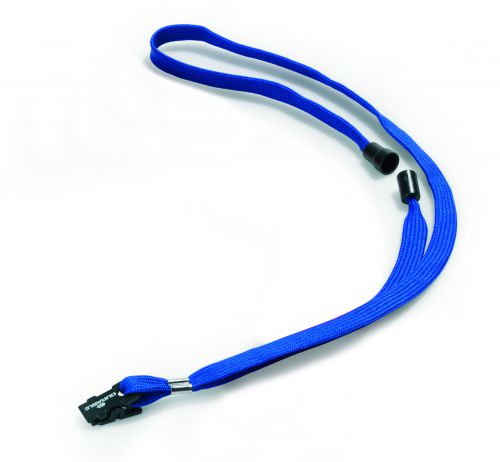 Durable+Textile+Lanyard+with+Plastic+Clip+%26+Safety+Release+10+x+440mm+Blue+%28Pack+10%29+-+811907